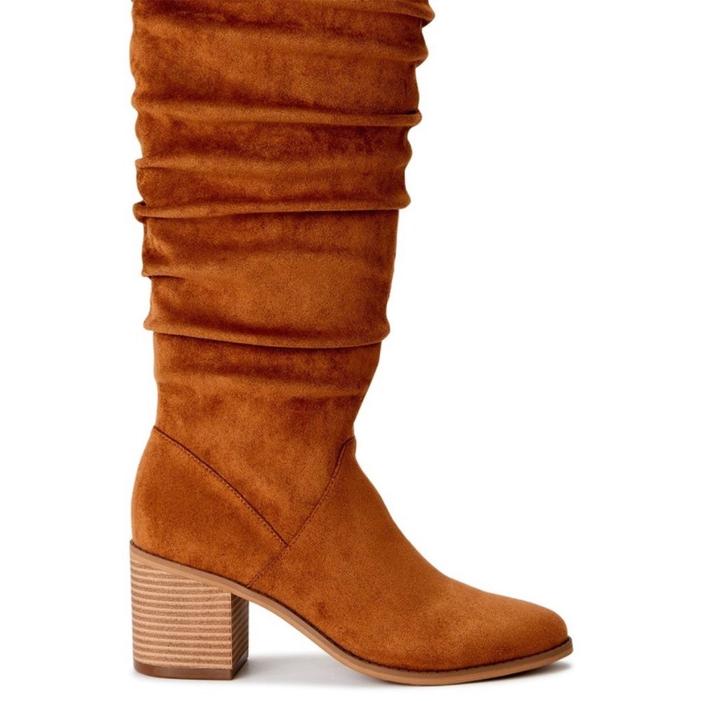 Time and Tru Chestnut Suede Knee-High Heeled Boots